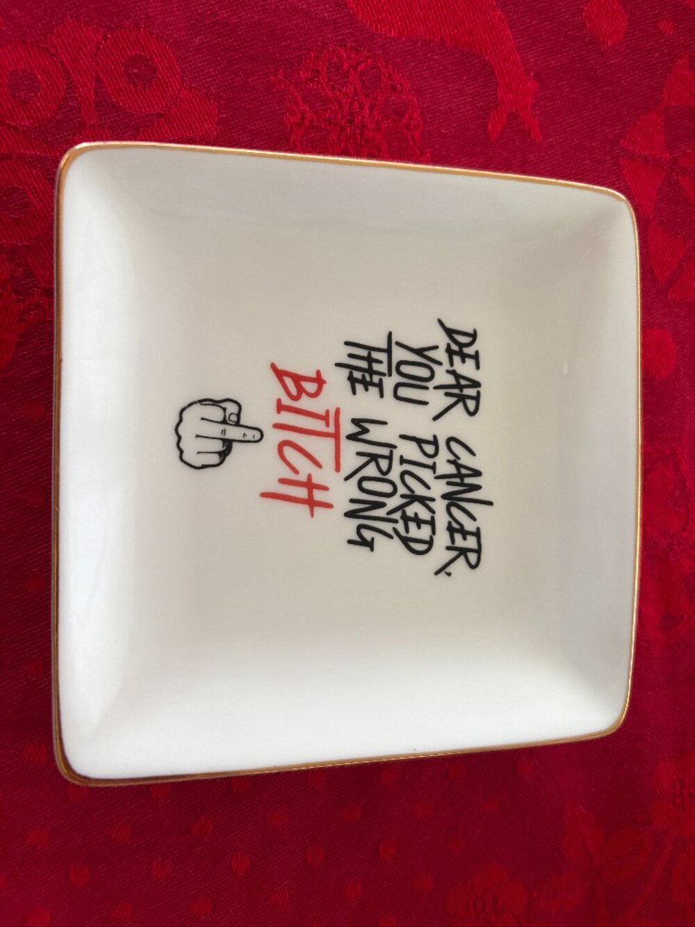 FIGHT CANCER TRINKET PLATE.